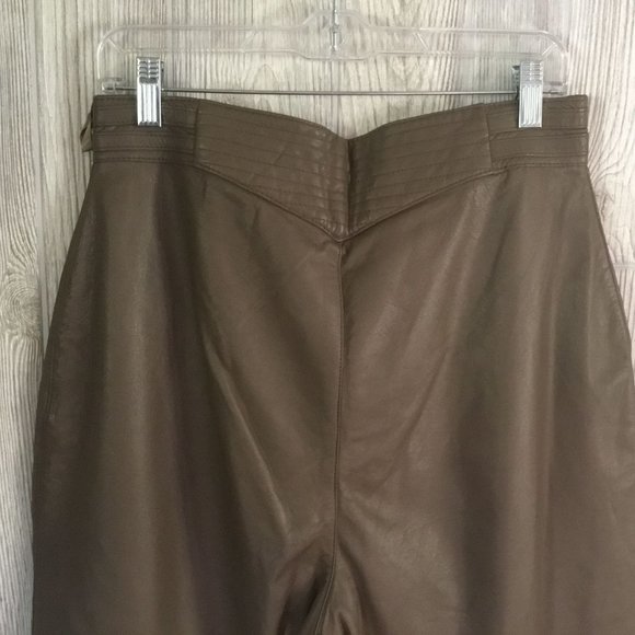 Arlando Vintage 80's Brown Leather High Waist Lined Pants - Picture 8 of 12